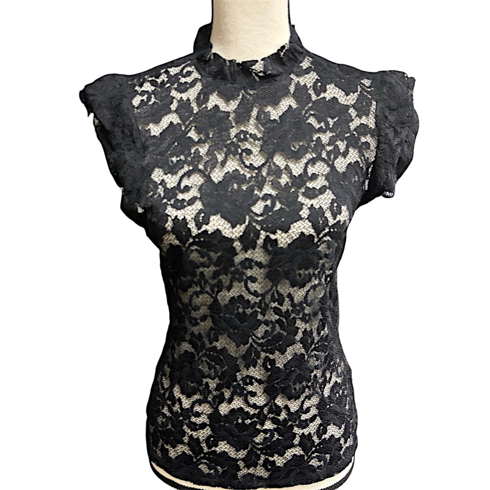 L'AGENCE Black Lace Blouse